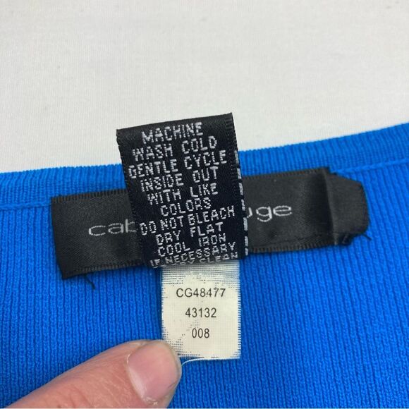 Cable & Guage SZ XL Summer Knit in Blue Black White Short Sleeves Color Blocking - Picture 10 of 12